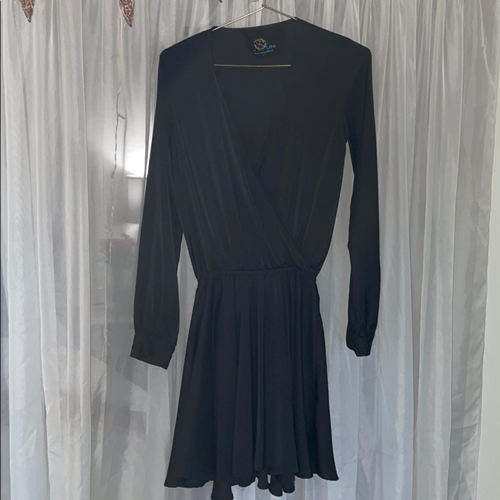 Silky Black Swing Dress Sz XS